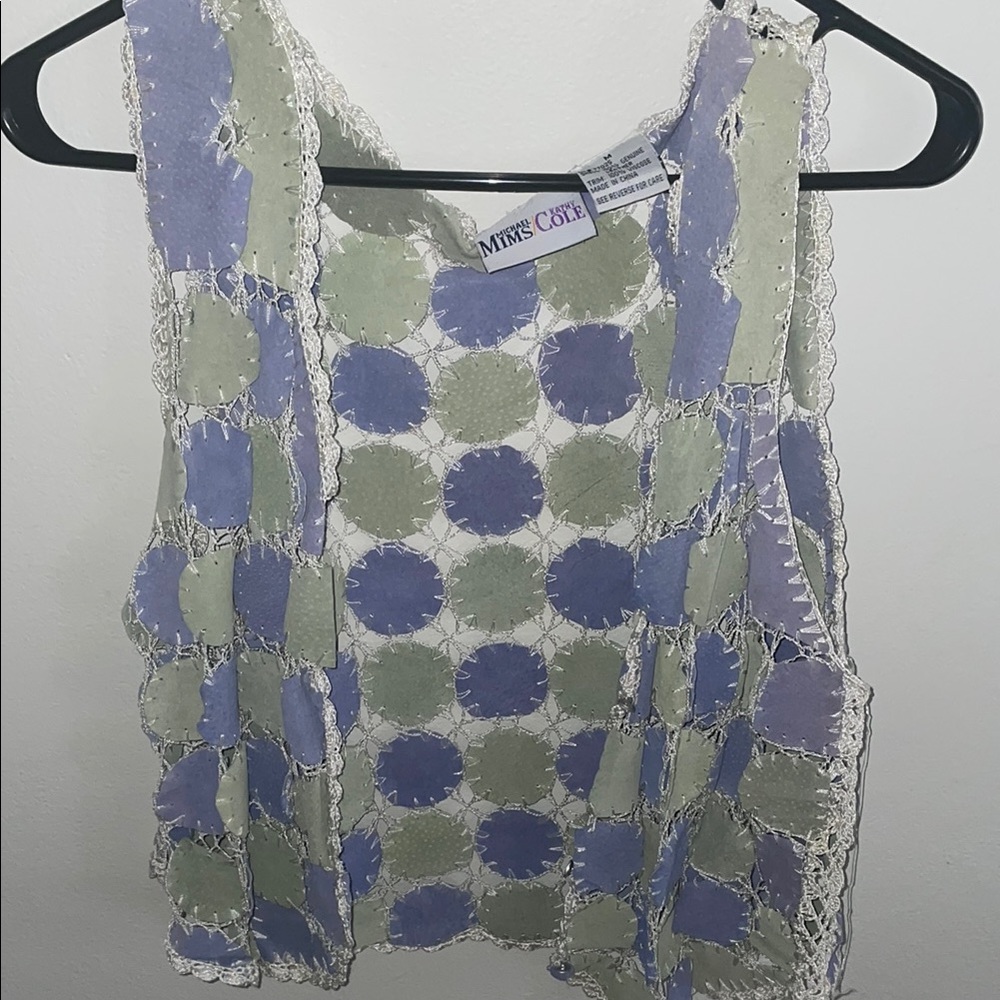 Blue and Gray Cropped Sleeveless Vest